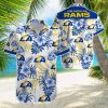 Busch Light Hawaiian Shirt Hibiscus Flower Pattern