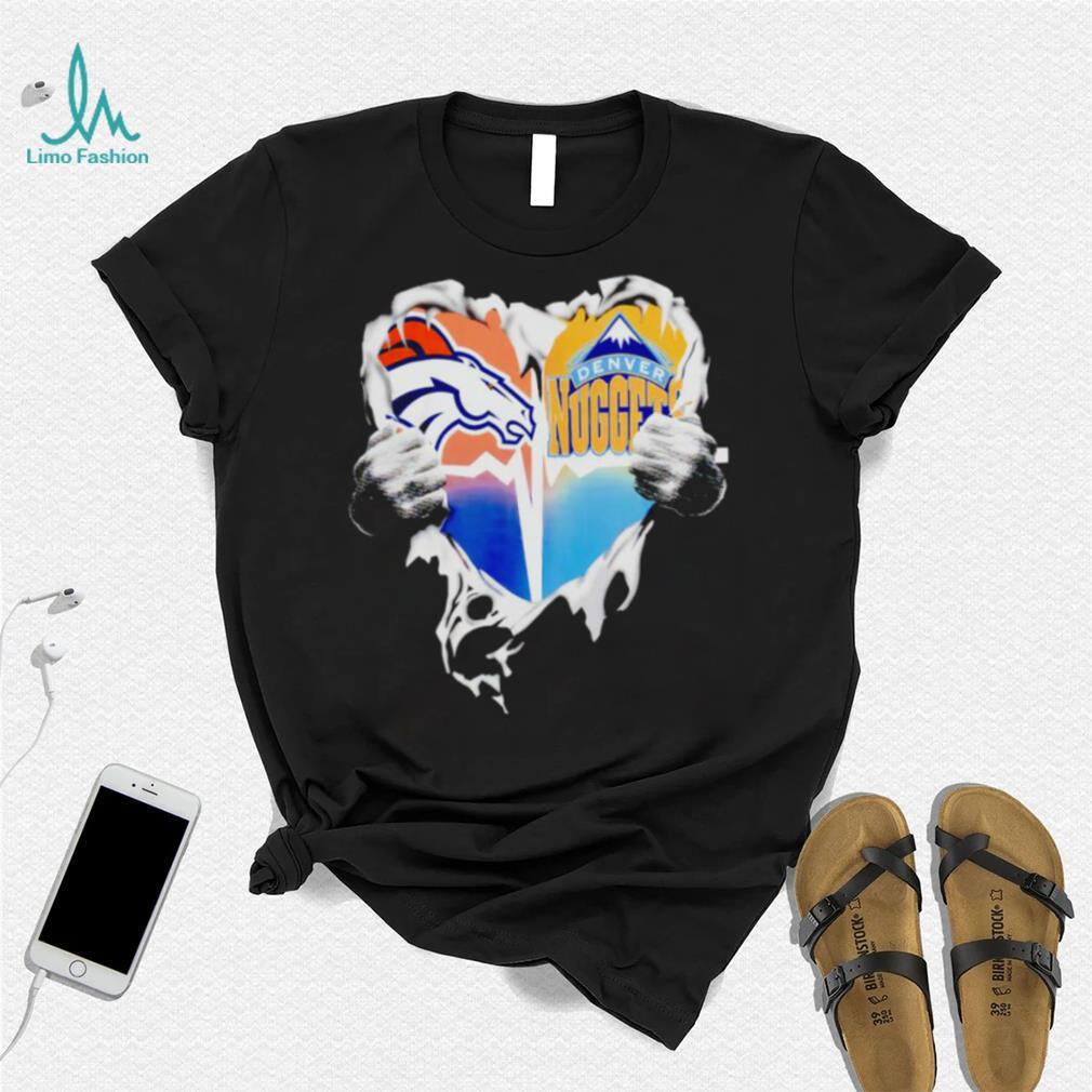 Blood Inside Heart Denver Broncos and Denver Nuggets shirt Blood Inside Heart Denver Broncos and Denver Nuggets shirt