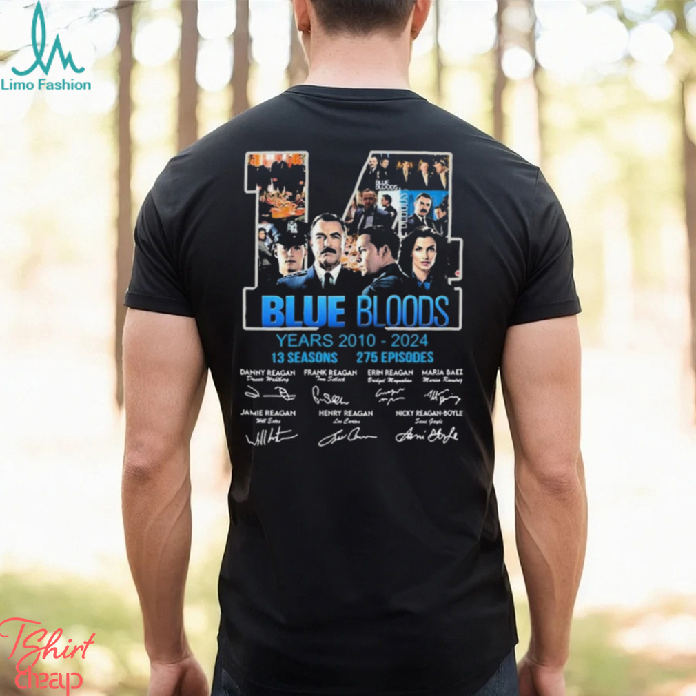 Blue Bloods 14 Years Of 2010 2024 signatures t shirt Blue Bloods 14 Years Of 2010 2024 signatures t shirt