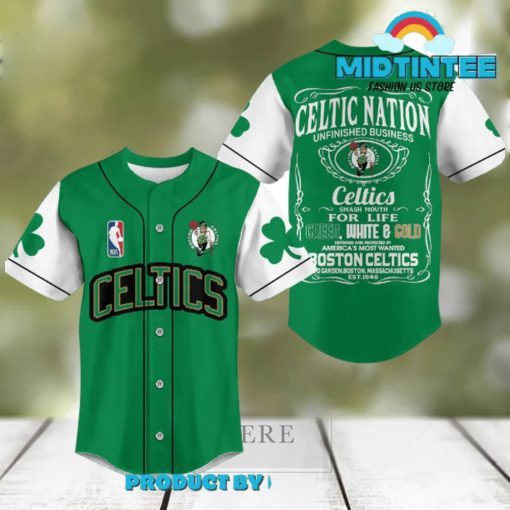 Boston Celtics NBA For Life Baseball Jersey