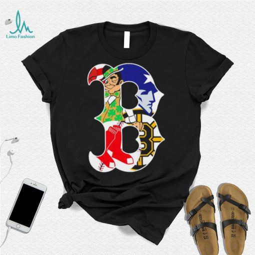 Boston city Boston Celtics New England Patriots Boston Red Sox Boston Bruins compound logo shirt