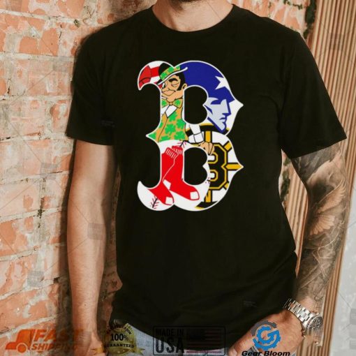 Boston city Boston Celtics New England Patriots Boston Red Sox Boston Bruins compound logo shirt