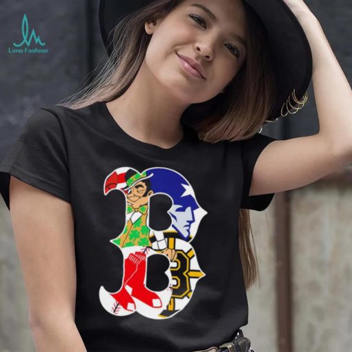 Boston city Boston Celtics New England Patriots Boston Red Sox Boston Bruins compound logo shirt