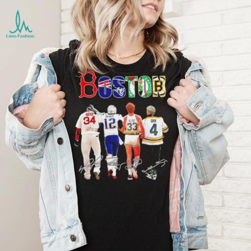 Boston city Boston Red Sox New England Patriots Boston Celtics Boston Bruins famous players signatures shirt