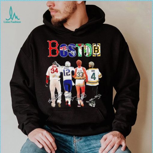 Boston city Boston Red Sox New England Patriots Boston Celtics Boston Bruins famous players signatures shirt