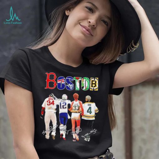 Boston city Boston Red Sox New England Patriots Boston Celtics Boston Bruins famous players signatures shirt