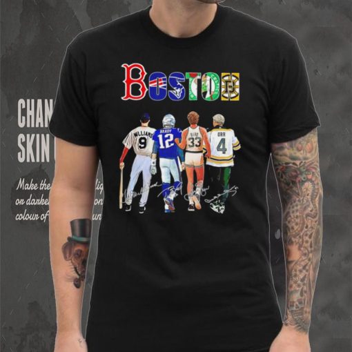 Boston city Boston Red Sox New England Patriots Boston Celtics Boston Bruins legends famous players signatures shirt