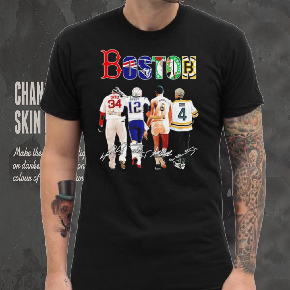 Boston city Boston Red Sox New England Patriots Boston Celtics Boston Bruins sports famous player signatures shirt Boston city Boston Red Sox New England Patriots Boston Celtics Boston Bruins sports famous player signatures shirt