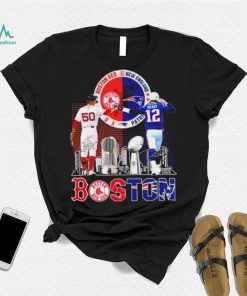 Boston city Kutter Crawford Boston Red Sox and Tom Brady New England Patriots signatures skyline shirt