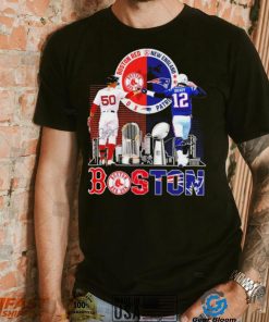 Boston city Kutter Crawford Boston Red Sox and Tom Brady New England Patriots signatures skyline shirt