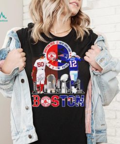Boston city Kutter Crawford Boston Red Sox and Tom Brady New England Patriots signatures skyline shirt