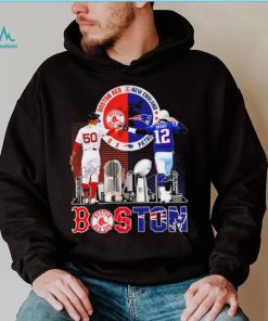Boston city Kutter Crawford Boston Red Sox and Tom Brady New England Patriots signatures skyline shirt