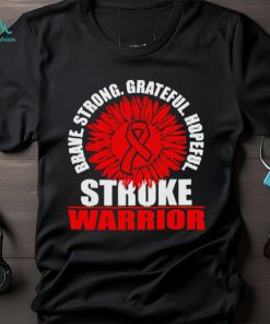 Brace Strong Grateful Hopeful Stroke Survivor Red Awareness Ribbon shirt