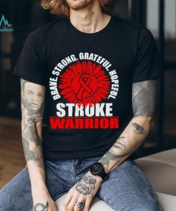 Brace Strong Grateful Hopeful Stroke Survivor Red Awareness Ribbon shirt