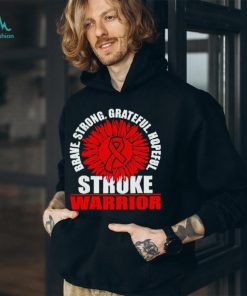 Brace Strong Grateful Hopeful Stroke Survivor Red Awareness Ribbon shirt