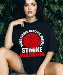 Brace Strong Grateful Hopeful Stroke Survivor Red Awareness Ribbon shirt