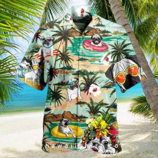 Bulldog Dog Loves Beach Loves Hawaii Shirt