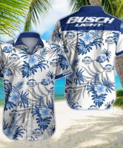 Busch Light Hawaiian Shirt Blue Tropical Floral