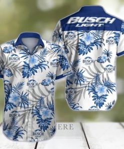 Busch Light Hawaiian Shirt Blue Tropical Floral