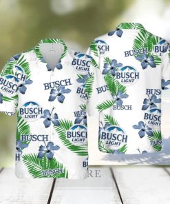 Busch Light Hawaiian Shirt Hibiscus Flower Pattern