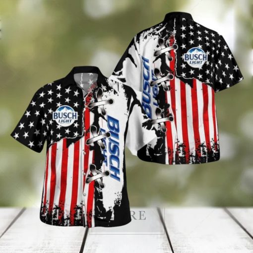 Busch Light Hawaiian Shirt Special American Flag