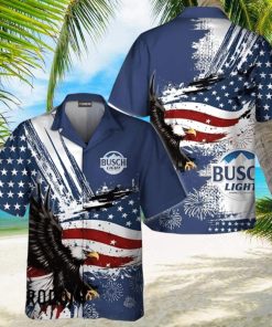 Busch Light Hawaiian Shirt US Flag And Eagle 4 Of July Independence Day