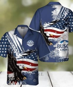 Busch Light Hawaiian Shirt US Flag And Eagle 4 Of July Independence Day