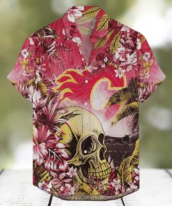 Calgary Flames NHL Hawaiian Shirt Tropical Skull Design For Men Women