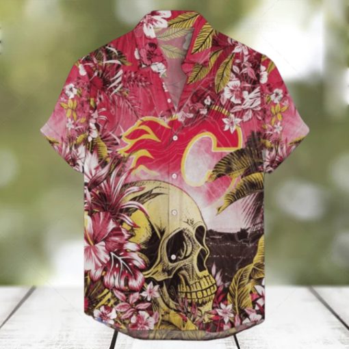 Calgary Flames NHL Hawaiian Shirt Tropical Skull Design For Men Women