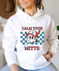 Cartoon Baseball Whistling Wear Los Angeles Dodgers Hat Holding Bat Calm Your Mitts shirt