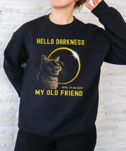 Cat hello darkness my old friend solar eclipse april 08 t shirt