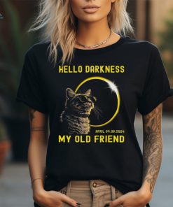 Cat hello darkness my old friend solar eclipse april 08 t shirt