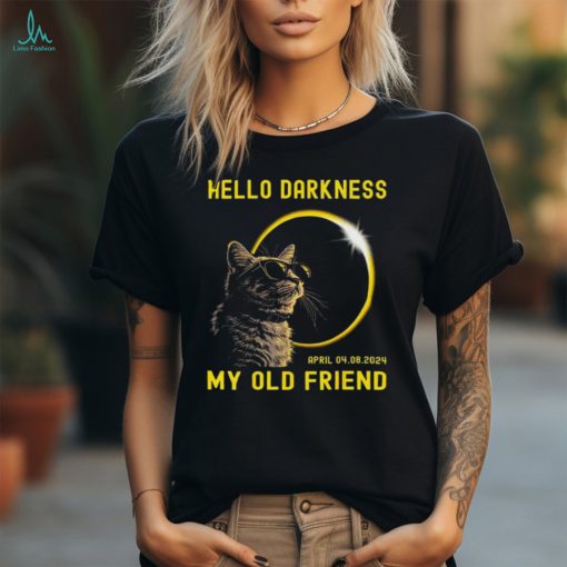 Cat hello darkness my old friend solar eclipse april 08 t shirt