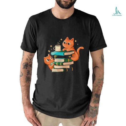 Cats books and coffee shirt