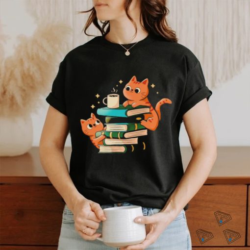Cats books and coffee shirt