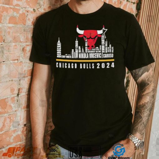 Chicago Bulls Player Names Skyline Chicago Bulls 2024 shirt