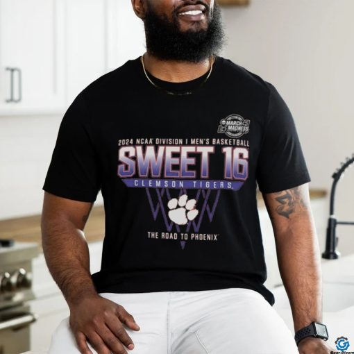 Clemson Tigers Sweet 16 DI Men’s Basketball 2024 The Road To Phoenix Shirt