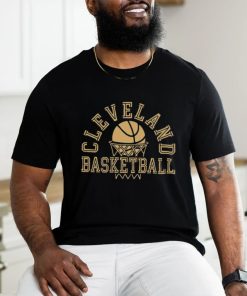 Cleveland Basketball Net Gold NBA T Shirt