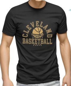 Cleveland Basketball Net Gold NBA T Shirt