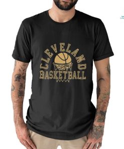 Cleveland Basketball Net Gold NBA T Shirt