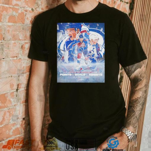 Colorado Avalanche Cale Makar is the Franchise leader in points goals assists as a defenseman triple threat signature shirt