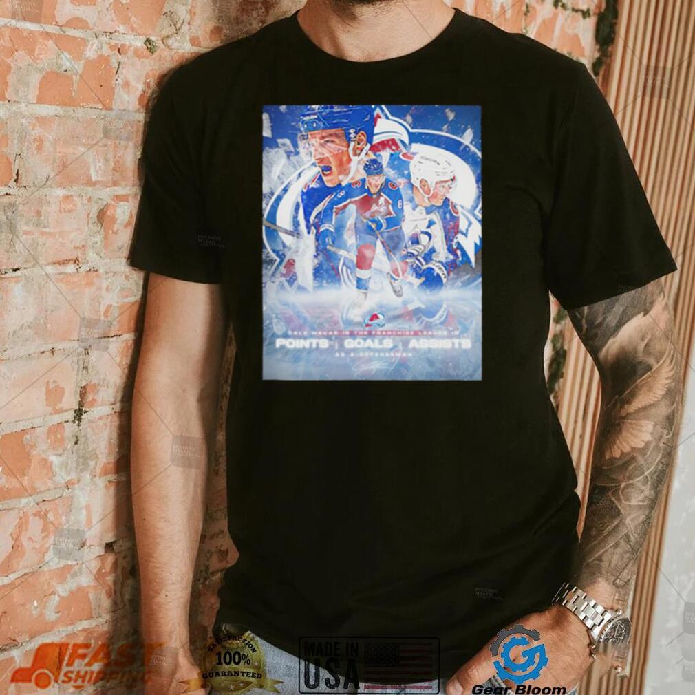 Colorado Avalanche Cale Makar is the Franchise leader in points goals assists as a defenseman triple threat signature shirt Colorado Avalanche Cale Makar is the Franchise leader in points goals assists as a defenseman triple threat signature shirt