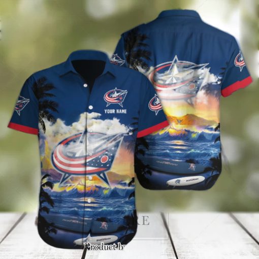 Columbus Blue Jackets Custom Name 3D All Over Print Hawaiian Shirt