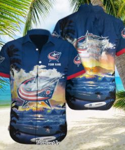 Columbus Blue Jackets Custom Name 3D All Over Print Hawaiian Shirt