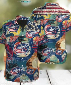 Columbus Blue Jackets Custom Name Gift Ideas Full Printing Hawaiian Shirt