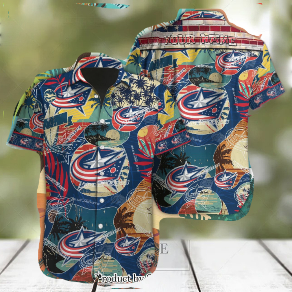 Columbus Blue Jackets Custom Name Gift Ideas Full Printing Hawaiian Shirt Columbus Blue Jackets Custom Name Gift Ideas Full Printing Hawaiian Shirt