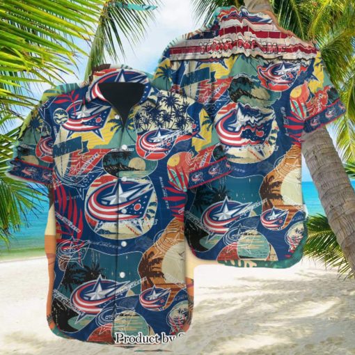 Columbus Blue Jackets Custom Name Gift Ideas Full Printing Hawaiian Shirt