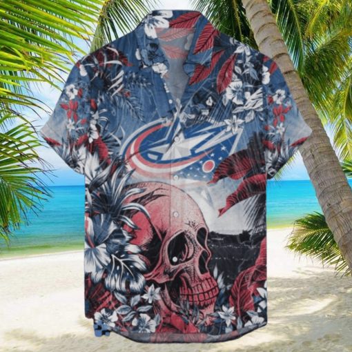 Columbus Blue Jackets NHL Hawaiian Shirt Tropical Skull Design For Men Women