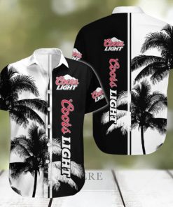 Cool Coors Light Hawaiian Shirt Black And White Palm Tree Gift For Beach Lover