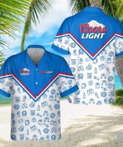 Coors Light Beer Hawaiian Shirt Drawing Pattern